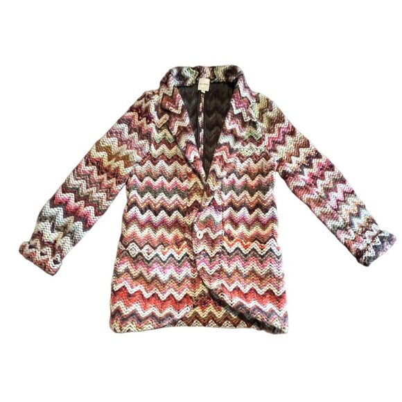 Ellison Blazer Jacket Knit Sweater Cardigan S Y2K 70s Cottage Cozy Boho Rainbow - Picture 1 of 8